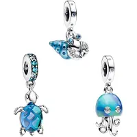 Sonstiges Charm en forme de fleurs de cerisier, pour femmes, motifs tortue, escargot de mer, méduse, compatible avec Pandora
