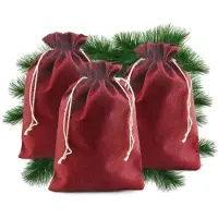 Sonstiges Sacs en papier rouges, 25 pièces, 15x20 cm, pour calendrier de l'Avent, avec cordon de serrage
