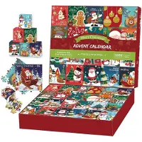 Forestdream Calendrier de l'Avent avec 1008 pièces, puzzle pour compter les 24 jours avant Noël, décoration de table, thème Père Noël