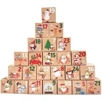 Sonstiges Calendrier de l'Avent à remplir, avec 24 boîtes, motifs de Noël, dimensions 7x7x7 cm, couleurs : rouge et vert
