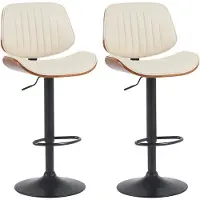 BellaFurn set de 2 tabourets de bar - chaises de salle à manger, similicuir de haute qualité, confort réglable | Couleur : noyer/crème | Couleur de base : noir