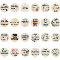 Sonstiges 24 disques en bois avec des inscriptions, idéaux pour les calendriers de l'Avent, les porte-bonheur, la décoration de table, diamètre 4 cm