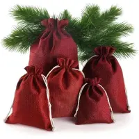 Sonstiges Sacs en papier rouges, 17x23 cm, lot de 15, pour calendrier de l'Avent, avec cordon de serrage