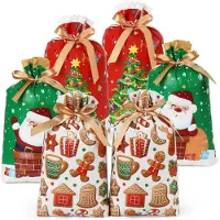 Sonstiges Sacs de Noël pour biscuits, 30 pièces avec cordon de serrage, 23x34 cm, couleurs : vert, blanc, rouge
