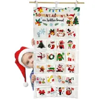 Sonstiges Calendrier de l'Avent en tissu, à remplir, calendrier mural avec 24 poches, réutilisable, dimensions : 102 x 51 cm