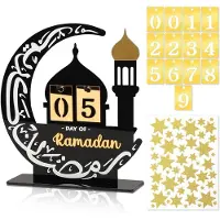Sonstiges Calendrier du Ramadan en acrylique, compte à rebours de 30 jours avec autocollants en forme d'étoiles, décoration "Eid Mubarak"