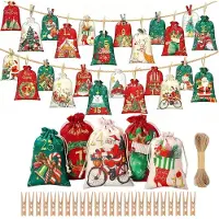Sonstiges Calendrier de l'Avent à remplir, pour enfants, 24 pièces, 2 tailles, en lin, sacs pour calendrier de Noël à réaliser soi-même