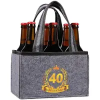 Sonstiges Porte-bouteilles en feutre gris pour 6 bouteilles, pliable, avec séparateurs, idéal pour un cadeau d'anniversaire (40 ans) pour homme