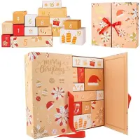 Sonstiges Calendrier de l'Avent à remplir, comprenant 24 boîtes, en carton jaune, dimensions : 33 x 30 x 8 cm