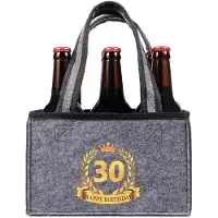 Sonstiges Porte-bouteilles en feutre, gris, pour 6 bouteilles, pliable, avec séparateurs amovibles, motif "30 ans"
