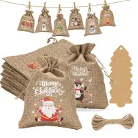 Sonstiges Calendrier de l'Avent avec 24 petits sacs en jute, dimensions 10x15 cm, avec étiquette et cordon
