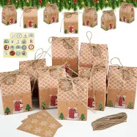 Sonstiges Calendrier de l'Avent à remplir, avec 24 petites maisons, des autocollants numérotés et du cordage en jute. Idéal pour créer un calendrier de Noël personnalisé pour les enfants et les adultes
