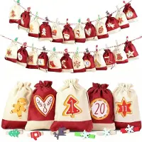 Sonstiges Calendrier de l'Avent en tissu, 24 pièces, dimensions 10 x 14 cm, avec accessoires