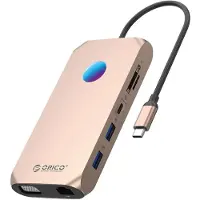 ORICO Station d'accueil USB-C XCR 12-en-1 RGB, 2 ports USB-A 3.1, 1 port USB-A 2.0 (USB-C, 12 ports), Station d’accueil + hub USB, Argent