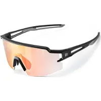 RockBros Unisexe, Lunettes de sport, Lunettes Cyclisme Photochromiques Protection UV avec Insert Correctif Lentilles Orange - Noir (Noir, Orange), Noir, Orange