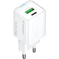 Wozinsky Chargeur mural WWC-35W GaN USB-A + USB-C - Blanc (35 W, 2 ports), Chargeur USB, Blanc