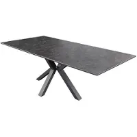 Meublorama Table de salle à manger extensible LITHOS 160-200 cm – Céramique gris graphite et piètement étoilé design