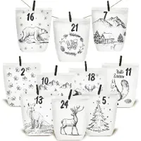 Sonstiges Calendrier de l'Avent à remplir Blanc Noir Forêt de Noël DIY Sacs Enfants Adultes