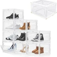 OEM Boîte de rangement pour chaussures, design empilable, matériau plastique durable, lot de 9