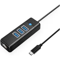 ORICO Hub USB PW3UR25-C3 avec 4 ports (3 ports USB-A 3.0, 1 port RJ45 Ethernet 2,5G), câble de 0,5 mètre
