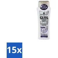 Schwarzkopf - Gliss Kur - Shampooing - Kératine - Rétablissement des cheveux - 250 ml - Pack avantage - 15 pièces
