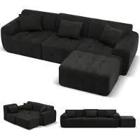 COMHOMA Canapé d'angle , 245 x 60 x 40 cm, canapé modulable avec fonction couchage, canapé-lit, canapé en L pour le salon, emballé sous vide, combinable à volonté