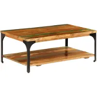 vidaXL Table basse avec étagère 100x60x35 cm Vieux bois massif