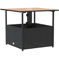 vidaXL Table de jardin avec trou pour parasol noir 55x55x46,5 cm Poly rotin