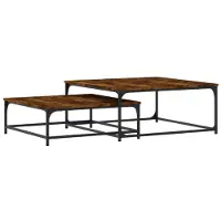 vidaXL Tables d'ensemble 2 pcs. Chêne fumé Matériau dérivé du bois