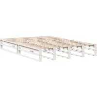 vidaXL Lit en bois massif sans matelas Blanc 135x190 cm pin