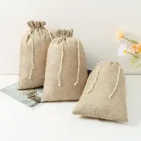Sonstiges Sacs en tissu, sacs cadeaux, sacs en jute, 20 x 30 cm, couleur marron, lot de 12