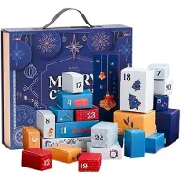 Sonstiges Boîtes calendrier de l'Avent, 25 pièces, à remplir. Design bleu avec flocons de neige holographiques. Carton de 350 GSM. Calendrier de Noël DIY pour 2026