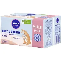 Nivea Baby Soft&amp;Cream, lingettes humides, biodégradables, 4 x 57 pièces