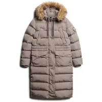 Superdry Everest Faux Fur Longline Jacket Beige 2XS Femme