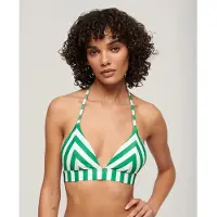 Superdry Femme Haut de Bikini Triangle Rayé Vert Taille: 44