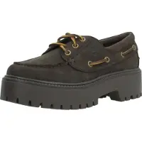 Timberland pour femme. TB0A2GVFW071 Chaussures bateau à semelle plateforme Stone Street marron foncé (36 W), Cuir, 3 à 5 cm, Lacets, Casuel