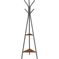 Vasagle Porte-manteau sur pieds avec 2 étagères, Marron Rustique + Noir
