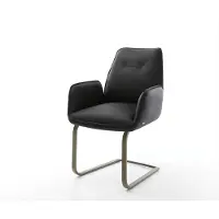 DELIFE Cantilever Zoa-Flex cuir de vache noir pied cantilever plat aspect titane