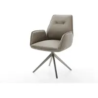 DELIFE Chaise-pivotante Zoa-Flex cuir de vache couleur boue pied croisé large grafiete pivotement sur 360° fonction bascule