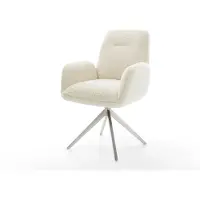 DELIFE Chaise-pivotante Zoa-Flex tissu teddy beige pied croisé large acier inoxydable pivotement sur 360° fonction bascule ressorts ensachés