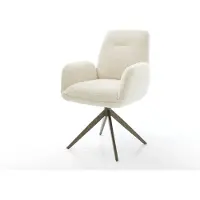 DELIFE Chaise-pivotante Zoa-Flex tissu teddy beige pied croisé large aspect titane pivotement sur 360° fonction bascule ressorts ensachés