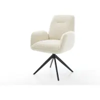 DELIFE Chaise-pivotante Zoa-Flex tissu teddy beige pied croisé large noir pivotement sur 360° fonction bascule ressorts ensachés