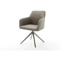 DELIFE Chaise-pivotante Greg-Flex cuir de vache couleur boue pied croisé large grafiete pivotement sur 360° fonction bascule ressorts ensachés