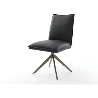 DELIFE Chaise-pivotante Lelio-Flex cuir de vache noir pied croisé large aspect titane pivotement sur 360° fonction bascule ressorts ensachés
