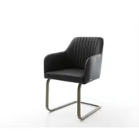 DELIFE Cantilever Greg-Flex cuir de vache noir pied cantilever plat aspect titane ressorts ensachés