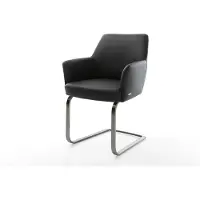 DELIFE Cantilever Xana-Flex avec accoudoirs cuir de vache noir pied cantilever plat grafiete ressorts ensachés