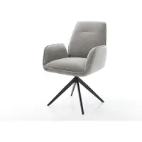 DELIFE Chaise-pivotante Zoa-Flex tissu structuré doux gris pied croisé large noir pivotement sur 360° fonction bascule ressorts ensachés