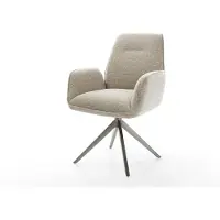 DELIFE Chaise-pivotante Zoa-Flex tissu tissé doux beige pied croisé large grafiete pivotement sur 360° fonction bascule ressorts ensachés