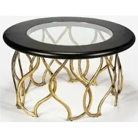 Casa Padrino Table basse de luxe Noir / Laiton Ø 100 x H. 45 cm - Table de salon ronde avec plateau en verre - Meubles de salon de luxe