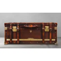 Casa Padrino Table basse de luxe aspect valise Marron / Laiton 110 x 59 x H. 51 cm - Table de salon valise avec espace de rangement - Meubles de salon - Meubles de luxe aspect valise